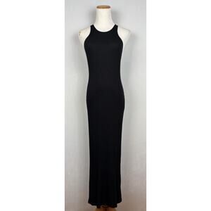 Reformation Maje Ribbed Maxi Dress S Black Sleeveless Bodycon Stretch Minimalist